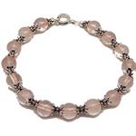 El Coral Bracciale Quarzo Rosa Pallini da 8mm. con Elementi e Chiusura Argentati   Lunghezza 19cm. 