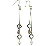 El Coral Orecchini Perle da 6mm Ametista Chips da 6mm. Montatura in Argento 2 Pendenti a Rombi Lunghezza 103mm. 