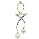 El Coral Pendant White Pearls and Silver Setting with 2 Wavy Pendants