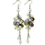 El Coral Orecchini Perle Miste e Quarzo Fumè Goccie Sfaccettate Montatura Pendente in Argento Gancio e Catena Lunghezza 90mm. 