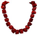 El Coral Collar Coral Rojo Piezas Barrocas 25 mm, Peso 420 gr
