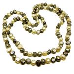 El Coral Necklace White and Grey Pearls 10-12mm, 120 cm Length