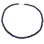 El Coral Collana Pietra Blù/Marrone Pallini da 4mm. 42cm. Chiusura Argentata