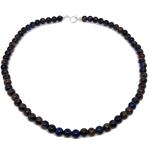 El Coral Collana Pietra Blù/Marrone Pallini da 6mm. 42cm. Chiusura Argentata