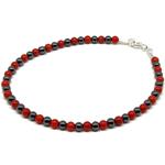 El Coral Bracciale Corallo Rosso e Ematite pallini da 18 cm di lunghezza