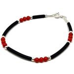 El Coral Bracelet Red Coral Balls with Rubber 16 cm. length