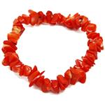 El Coral Bracciale Corallo Arancio Chips da 10mm. Infilato con Elastico Senza Chiusura Lunghezza 19cm. 