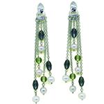 El Coral Earrings White Pearls, Amethyst and Olivine, 5 Pendants