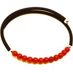 Coralli di Sardegna Bracelet Red Coral 4 mm Balls, Rubber and Steel Spring
