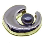 El Coral Pendant Dark Grey Pearl with Silver Setting in Circular Drop Shape