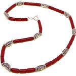 El Coral Collar Coral Rojo Tubos con Barras de Zamak
