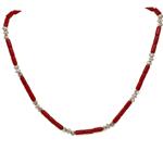 El Coral Collar Coral Rojo Tubos con elementos Esféricos de Zamak