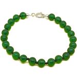 El Coral Bracciale Agata Verde Pallini da 6mm. Annodato Lunghezza 19cm. Chiusura Argentata