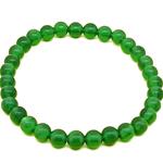 El Coral Bracciale Agata Verde Pallini da 6mm. Infilato con Elastico Lunghezza 19cm. senza Chiusura 