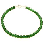 El Coral Bracciale Agata Verde Pallini da 4mm. Lunghezza 19cm. Chiusura Argentata