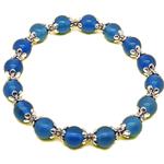 El Coral Bracciale Agata Blu Pallini da 8mm. con Elementi argentati  Lunghezza 19cm. Infilato con Elastico