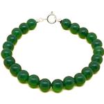 El Coral Bracciale Agata Verde Pallini da 8mm. Chiusura Argentata Lunghezza 19cm.
