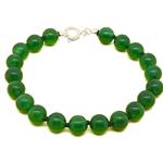El Coral Bracciale Agata Verde Pallini da 8mm. Annodato Chiusura Argentata Lunghezza 19cm.