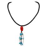 El Coral Collar Coral Rojo Pieza y Chips Turquesa con Hilo