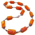 El Coral Collar Coral Naranja Piezas Cilíndricas 14x25 mm con Barras Zamak