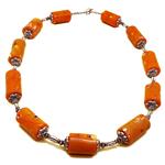 El Coral Collar Coral Naranja Piezas Cilíndricas 15x26 mm con Barras Zamak