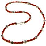 El Coral Collar Coral Rojo Bolitas con Grandes Esferas de Zamak