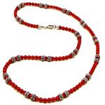 El Coral Collar Coral Rojo Bolitas con Anillo Doble de Zamak