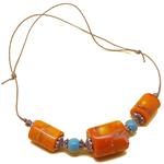El Coral Collar Coral Naranja Piezas Cilíndricas 22x26 mm Turquesa Zamak e Hilo