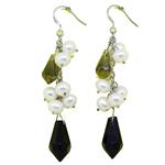 El Coral Orecchini Perle da 7mm. Olivina/Peridot e Onice Goccie Sfaccettate da 7x14 e 10x19mm. Montatura in Argento Catena Lunghezza 70mm. 