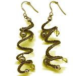 El Coral Pendientes Perlas Verdes, Olivina y Red Verde en Espiral, 6cm Longitud