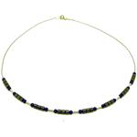 El Coral Collana Lapislazuli Pallini da3mm e Ematite Tubetti da 3,5x3,5mm. con Tubetti e Chiusura Argentati Infilata con Acciaio Lunghezza 43cm. 