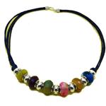 El Coral Agate multicolor necklace washers and zamak with rope