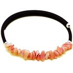 El Coral Bracciale Corallo Rosa chips  Caucciu pallini Argentati e molla in Acciaio