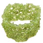 El Coral Bracciale Olivina/Peridot Chips da 5mm. Infilato con Elastico Senza Chiusura Larghezza 35mm. 