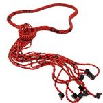 El Coral Collar Coral Rojo y Ágata Negra en Forma Y con 10 Colgantes