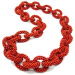 El Coral Collar Cadena Coral Rojo Bolitas
