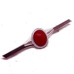 Coralli di Sardegna Spilla Corallo Rosso Cabochon 10x12mm Argento 60mm 4,3gr