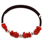 Coralli di Sardegna Pulsera Coral Rojo Chips 4 grupos, Caucho y Muelle