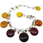 Coralli di Sardegna Anklet Bracelet Amber Discs 13mm 21mm Silver Wide Adjustable Links