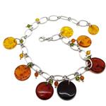 Coralli di Sardegna Anklet Bracelet Amber Discs 11 18mm Silver Wide Adjustable Links