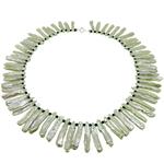 El Coral Collar Perlas Blancas Franjas con Ágata Negra Bolas