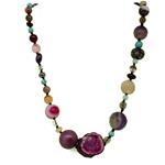 El Coral Collana Mix Stone Forme varie da 6,5 a 25mm. Lisce e Sfaccettate Chiusura Argentata Lunghezza 51mm. Peso 79,6gr.           