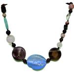 El Coral Collana Mix Stone Forme varie da 6 a 30mm. Lisce e Sfaccettate Chiusura Argentata Lunghezza 50mm. Peso 67,8gr.  