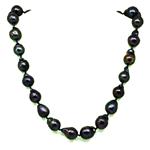 El Coral Collar Perlas Barrocas Azul Pavo Real Oscuro en Forma Pera 13mm, 94gr Peso
