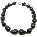 El Coral Collar Perlas Barrocas Azul Pavo Real en Forma Pera 16mm, 120gr Peso