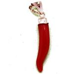 Coralli di Sardegna Pendant Sardinian Coral Horn 4x23mm and Silver Closed Setting