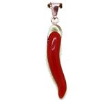 Coralli di Sardegna Ciondolo Corallo Rosso Sardegna Corno 4x22mm. Montatura in Argento Lunghezza 33mm. Peso 0,9gr. 