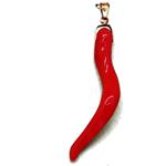 Coralli di Sardegna Pendant Sardinian Coral Horn 6x47mm and Golden Setting