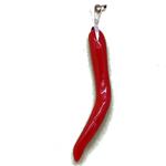 Coralli di Sardegna Pendant Sardinian Coral Horn 5x48mm and Silver Setting