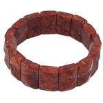 El Coral Bracciale Corallo Oceanico red stone a forma rettangolo sfaccettato di 16X18mm.